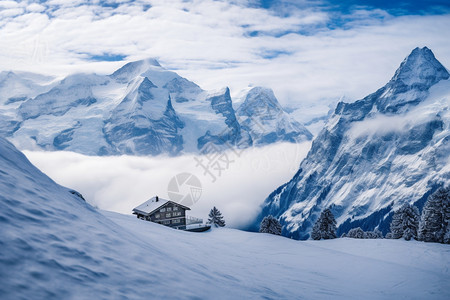 美丽的山地雪景图片