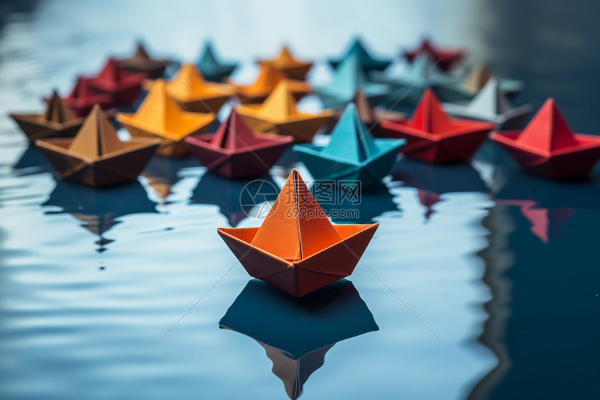 湖面上的纸船高清图片下载-正版图片600362454-摄图网