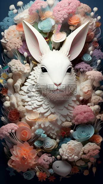 小兔子的立体雕塑图片
