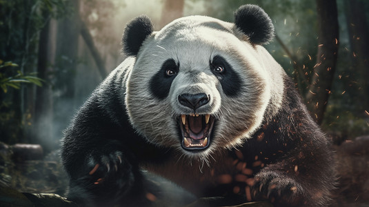 野外森林中的熊猫图片