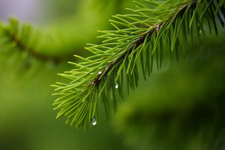 滴水的松枝背景图片