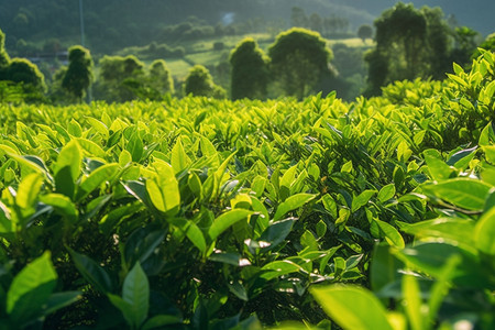 郁郁葱葱的茶园背景图片