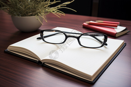 眼镜书教育书籍上的眼镜背景