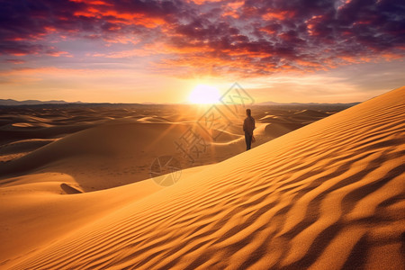 沙漠中的日落图片