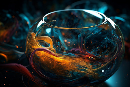 抽象创意玻璃瓶中流淌的液体图片