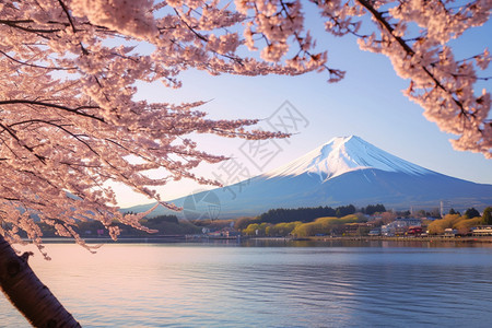 春天富士山的美丽景观图片