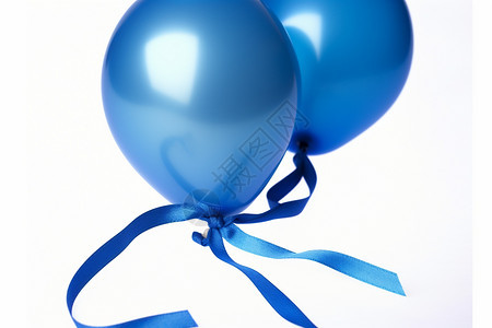 绑好丝带的蓝气球背景图片