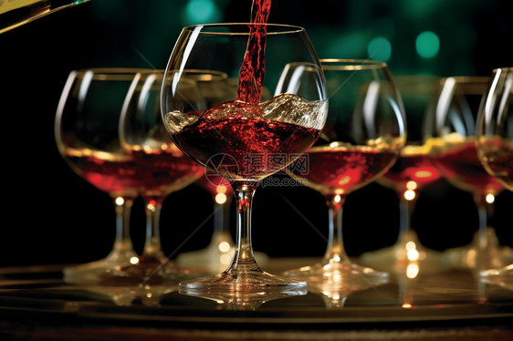 一杯杯酒红色的葡萄酒图片