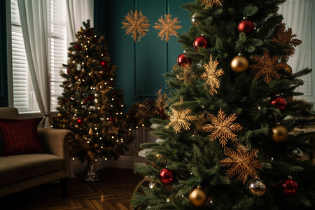 室内的圣诞树装扮图片