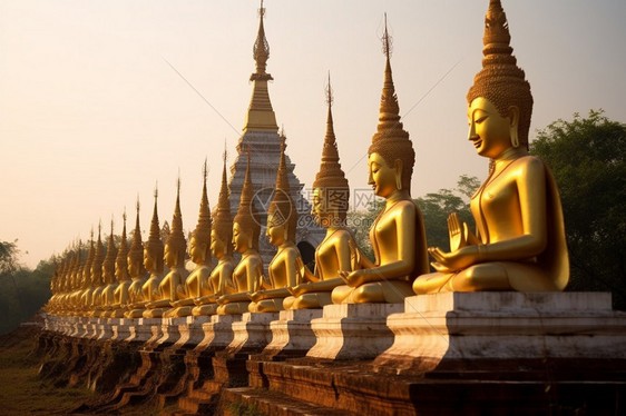 金色佛教建筑雕像图片