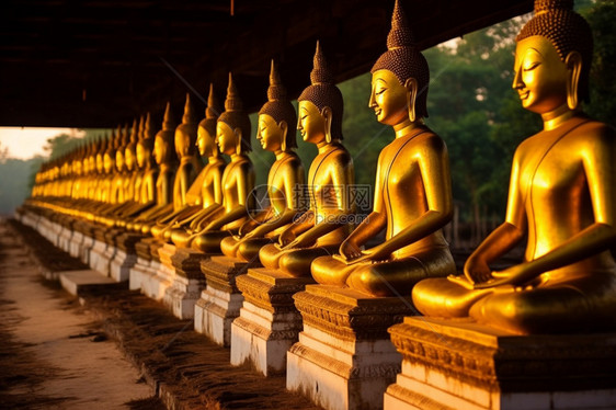东南亚金色佛教建筑雕像图片