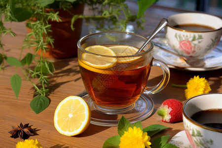 柠檬蜂蜜茶热热的蜂蜜茶背景