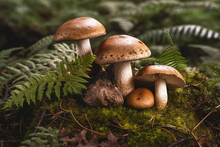户外野生的蘑菇图片