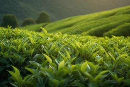 热带地区茶叶种植园背景图片