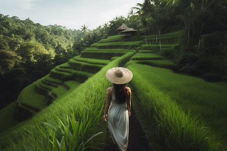 夏天热带地区旅游的女子图片