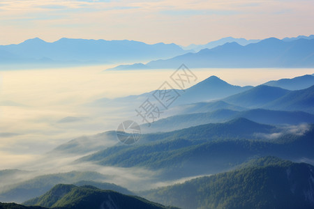 美丽的日出云海景观背景图片