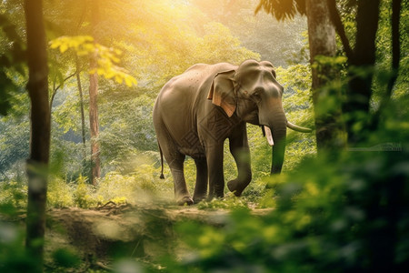 丛林中的野生大象图片