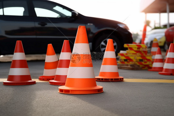 道路维修工程的警示图片