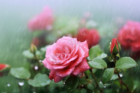 雨中的花朵图片