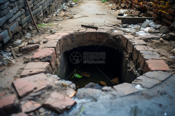 乡村道路上的下水道图片