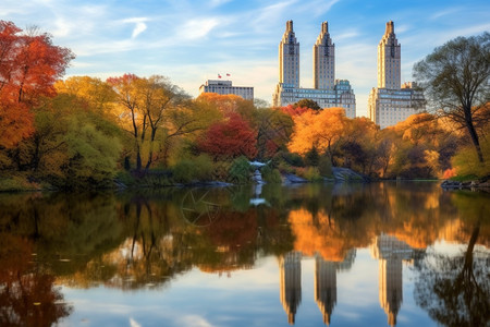 秋天中央公园的美丽景观图片
