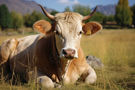 农场饲养的棕色奶牛图片