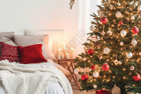 卧室圣诞树装饰图片