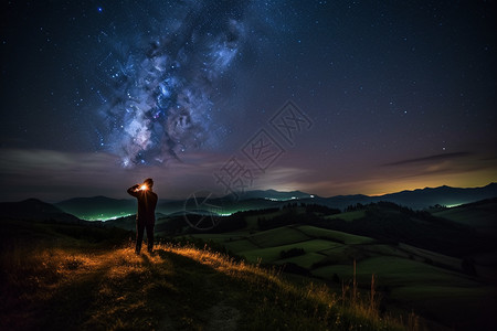 夜晚星空的景观图片