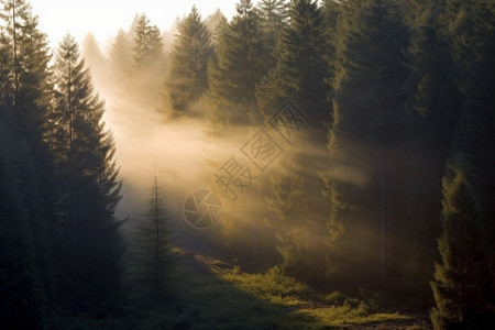 薄雾缭绕的森林图片