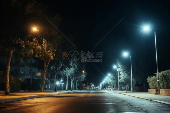 夜晚城市的道路景观图片