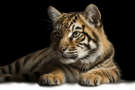 可爱的老虎幼崽背景图片