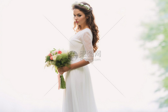 白色婚纱的新娘子图片