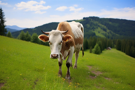 草地上悠闲的牛图片