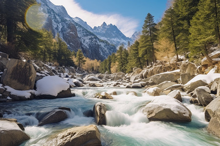 山间湍流的河水图片