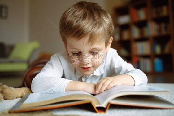 喜欢书籍的小男孩图片