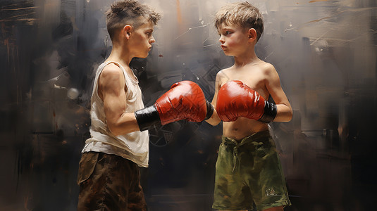 小男孩的拳击对抗背景图片