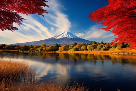 日本富士山的美丽景观背景图片