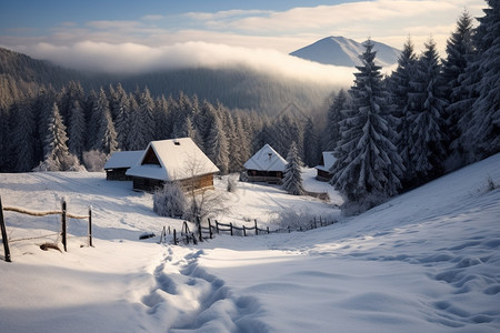 白雪皑皑的阿尔卑斯山景观图片