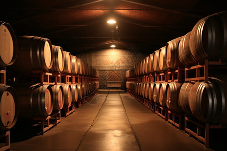 葡萄酒庄园的地下存储仓库图片