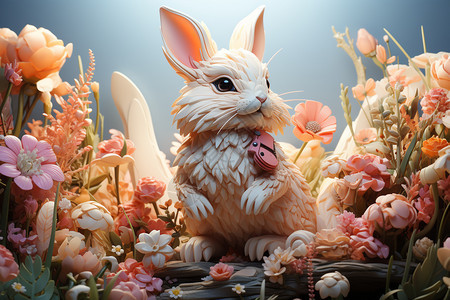 体素风格的兔子图片