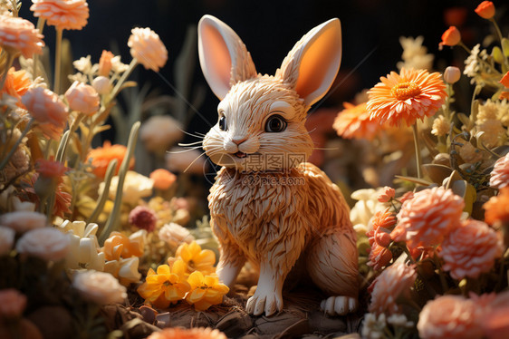 花园中的兔子模型图片