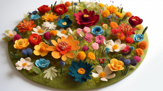 彩色花朵的羊毛毡花园背景图片