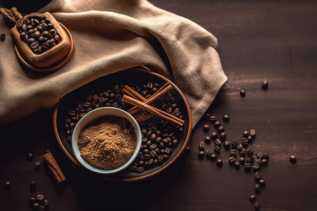 咖啡豆和各种香料图片