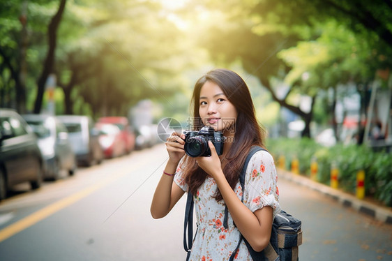 可爱女士户外图片