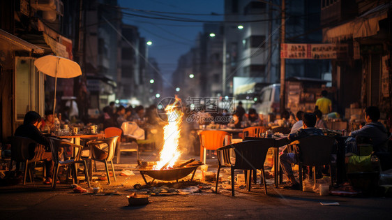 路边的烧烤夜市图片