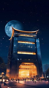 夜晚漂亮的商场建筑背景图片