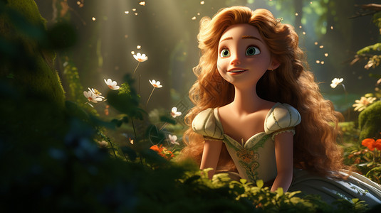 森林里可爱的公主背景图片