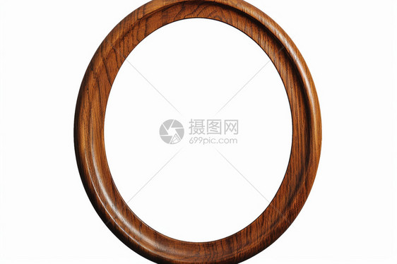 棕色的圆形实木相框图片