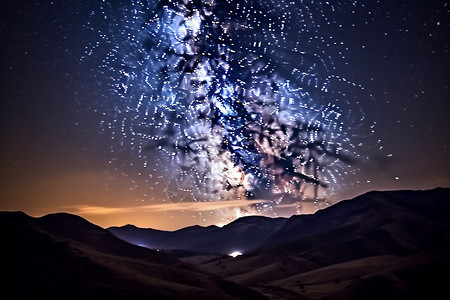 夜晚天空中的银河图片