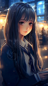 二次元动漫卡通美少女插图背景图片